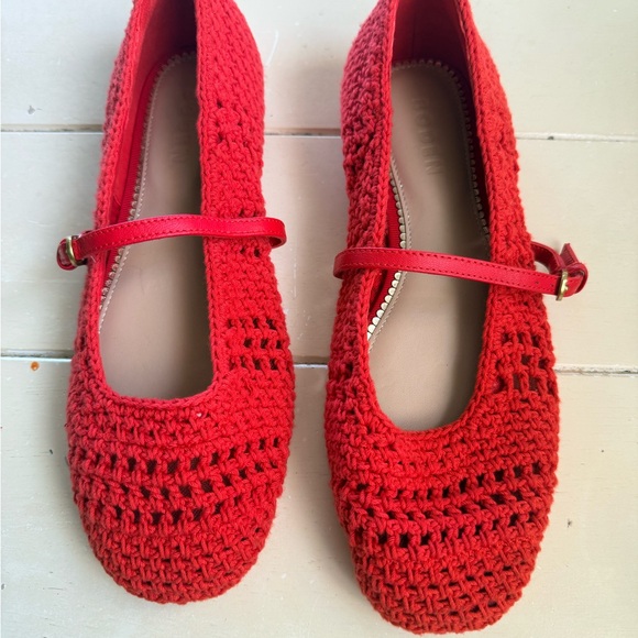 Biden Hand‑Crocheted Mary Jane Flats in Bright Red - Picture 6 of 6